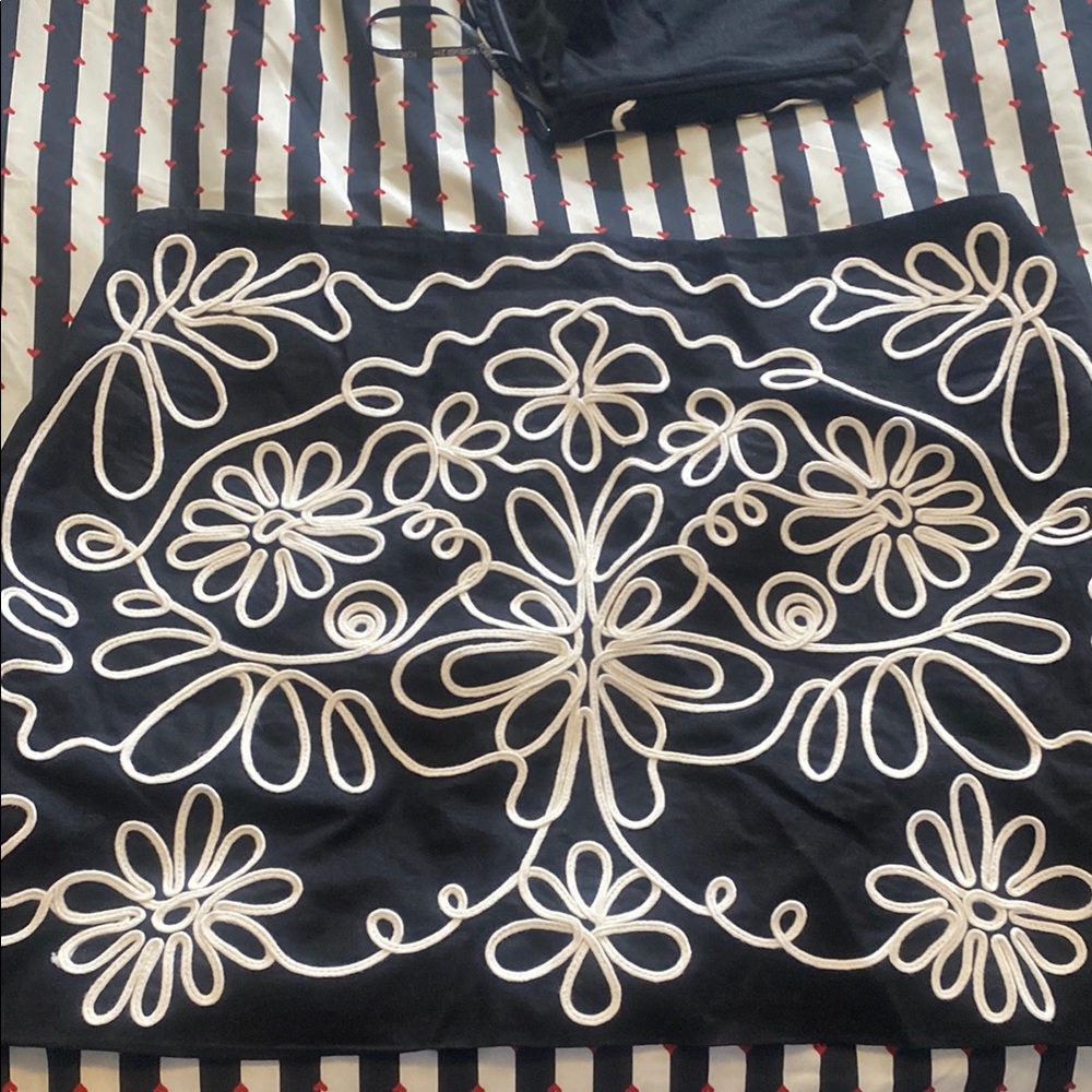 Forever 21 Black Skirt with White Embroidery